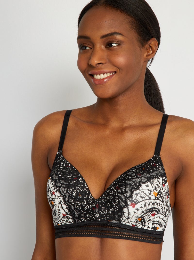 Sujetador con relleno 'Mojito Lingerie' estampado negro - Kiabi