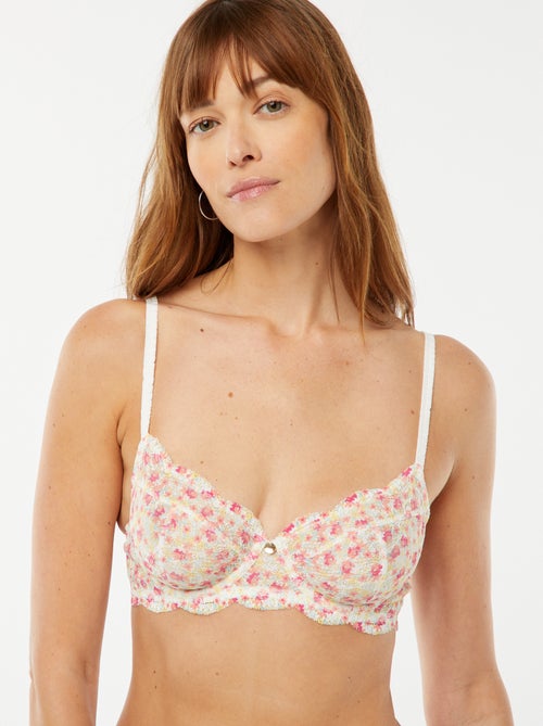 Sujetador corbeille con encaje floral - Kiabi