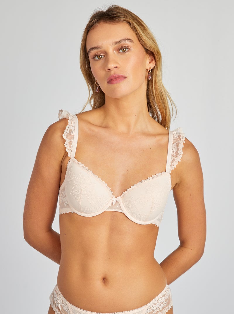 Sujetador corbeille de encaje ROSA - Kiabi