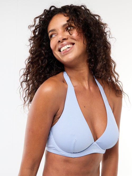 Sujetador de baño copa D&E estampado vichy - Kiabi