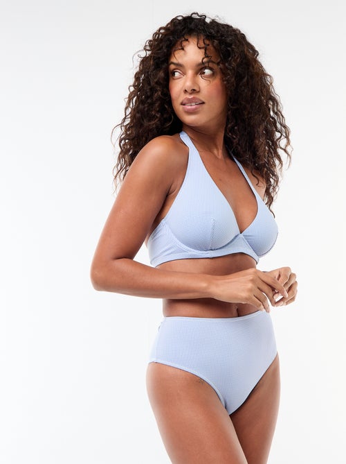 Sujetador de baño copa D&E estampado vichy - Kiabi