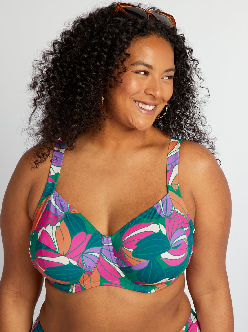 Sujetador de bikini con maxiestampado de flores VERDE - Kiabi