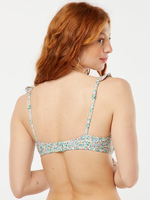 Sujetador de bikini de flores con tirantes con volantes - Kiabi