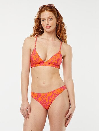 Sujetador de bikini de triángulo estampado de hojas