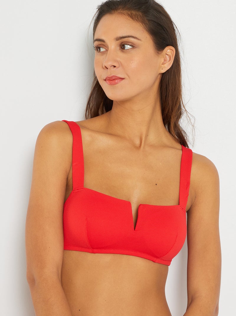 Sujetador de bikini tipo bandeau rojo china - Kiabi
