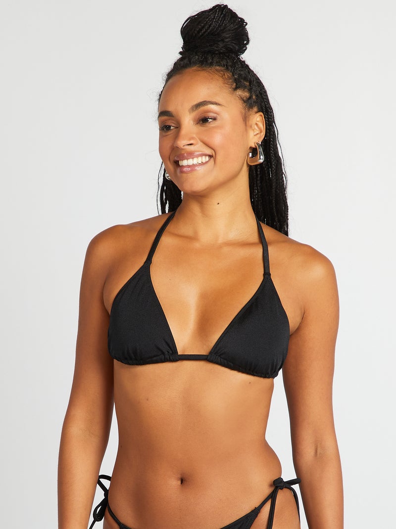 Sujetador de bikini triángulo efecto irisado negro - Kiabi
