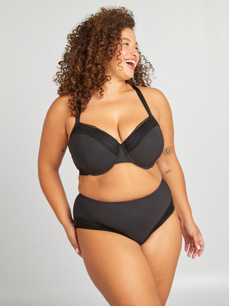 Sujetador de encaje con relleno negro - Kiabi