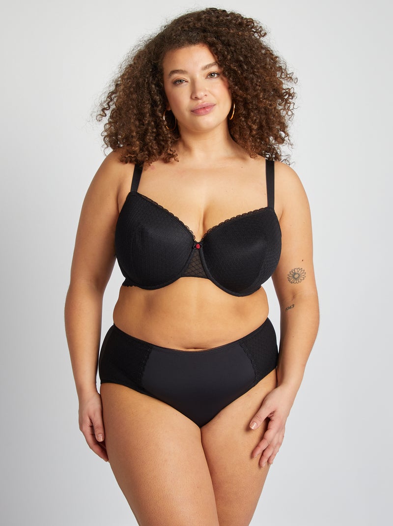 Sujetador de encaje con relleno negro - Kiabi