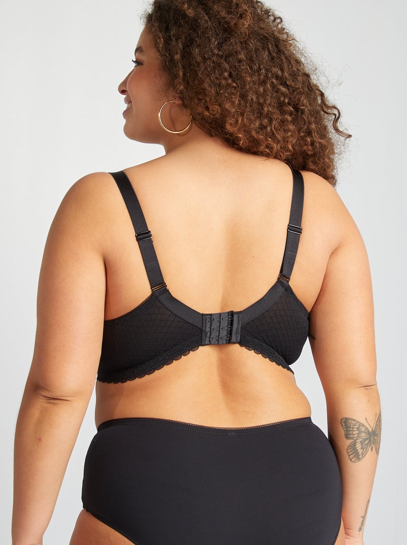 Sujetador de encaje con relleno negro - Kiabi