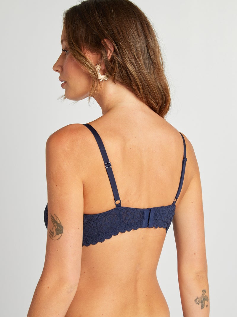 Sujetador de encaje copas D/E/F AZUL MARINO - Kiabi