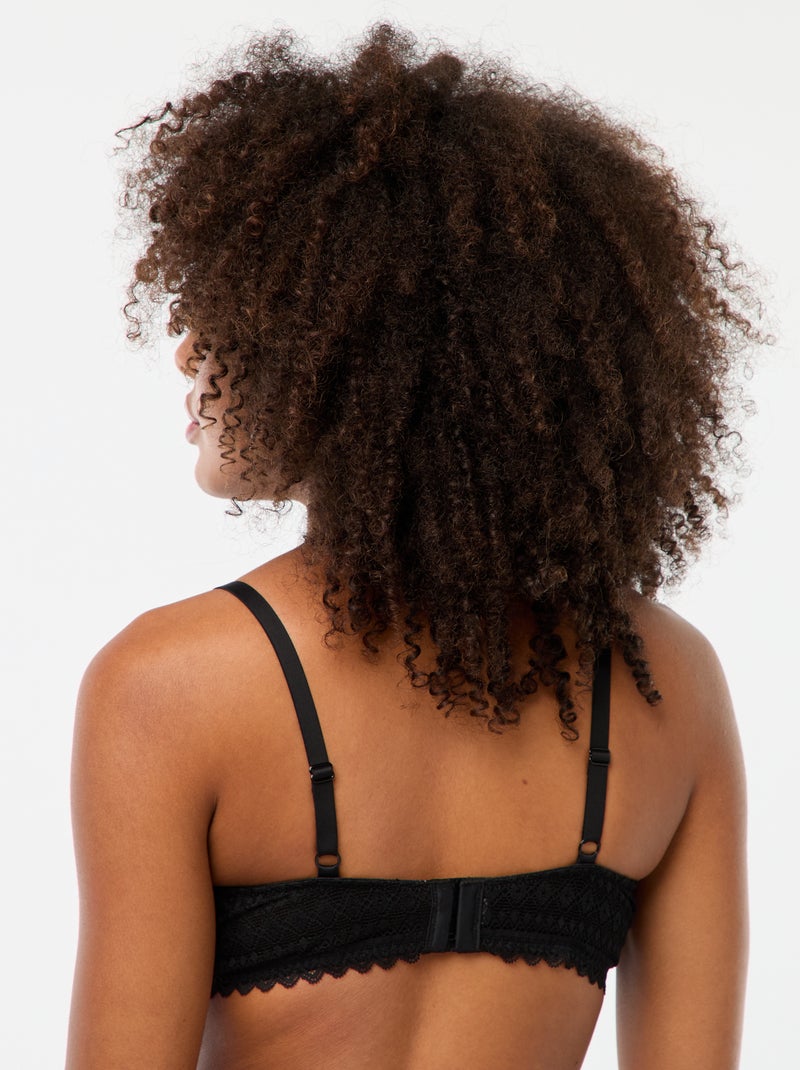 Sujetador de encaje copas D/E/F negro - Kiabi