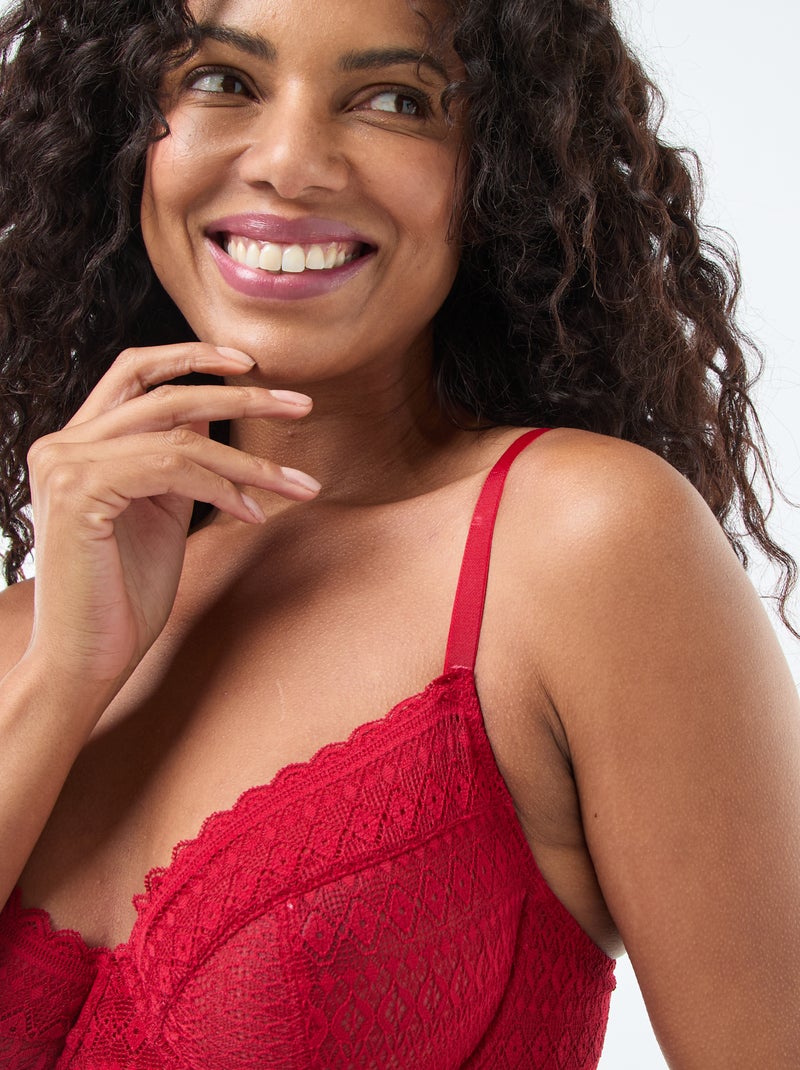 Sujetador de encaje copas D/E/F Rojo - Kiabi