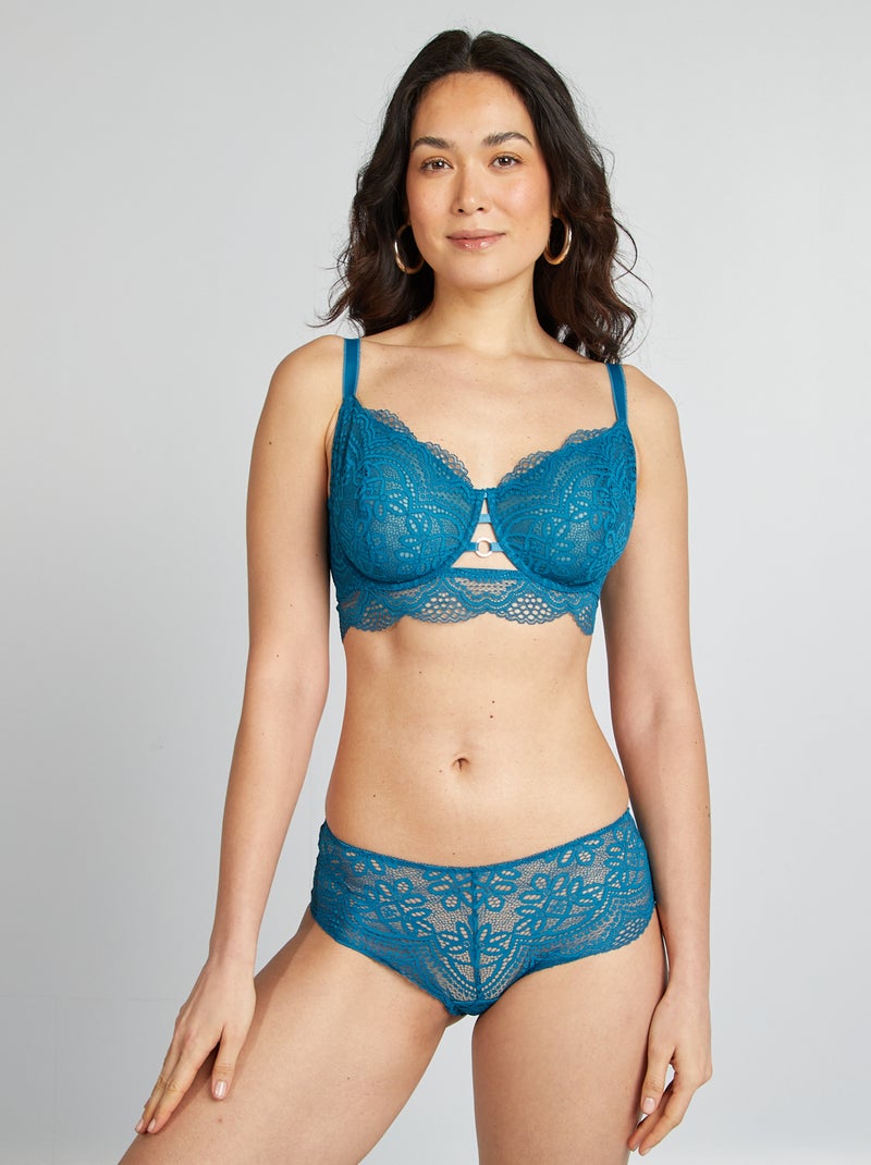 Sujetador de encaje D y E AZUL - Kiabi