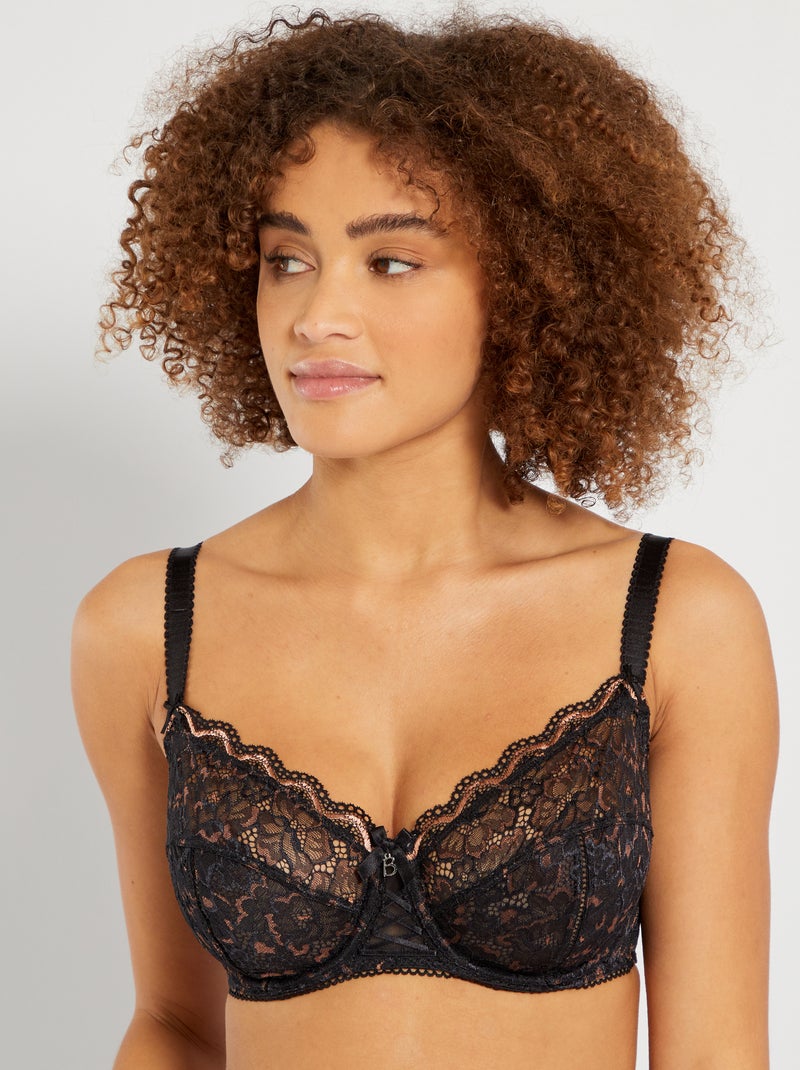 Sujetador de encaje floral 'Bestform' NEGRO - Kiabi