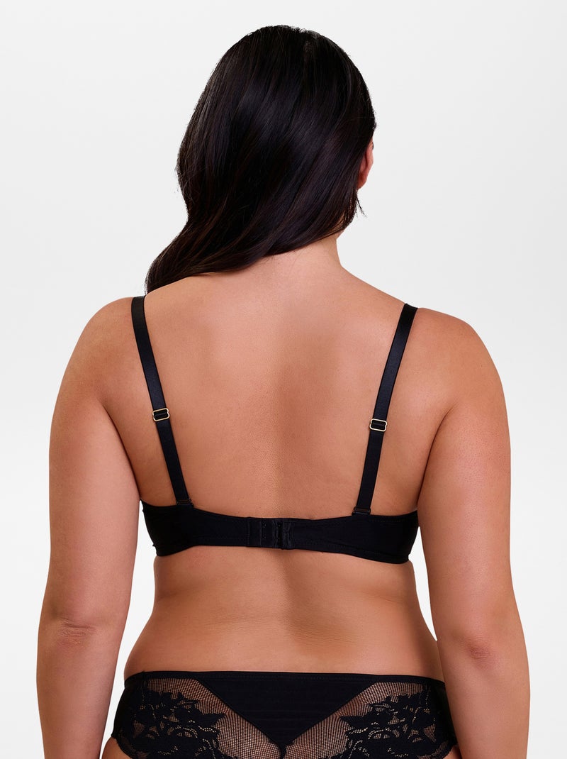 Sujetador de encaje, microfibra y tul 'Sans Complexe' NEGRO - Kiabi