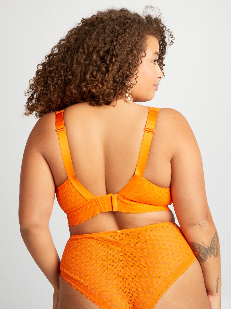 Sujetador de encaje sin aros NARANJA - Kiabi
