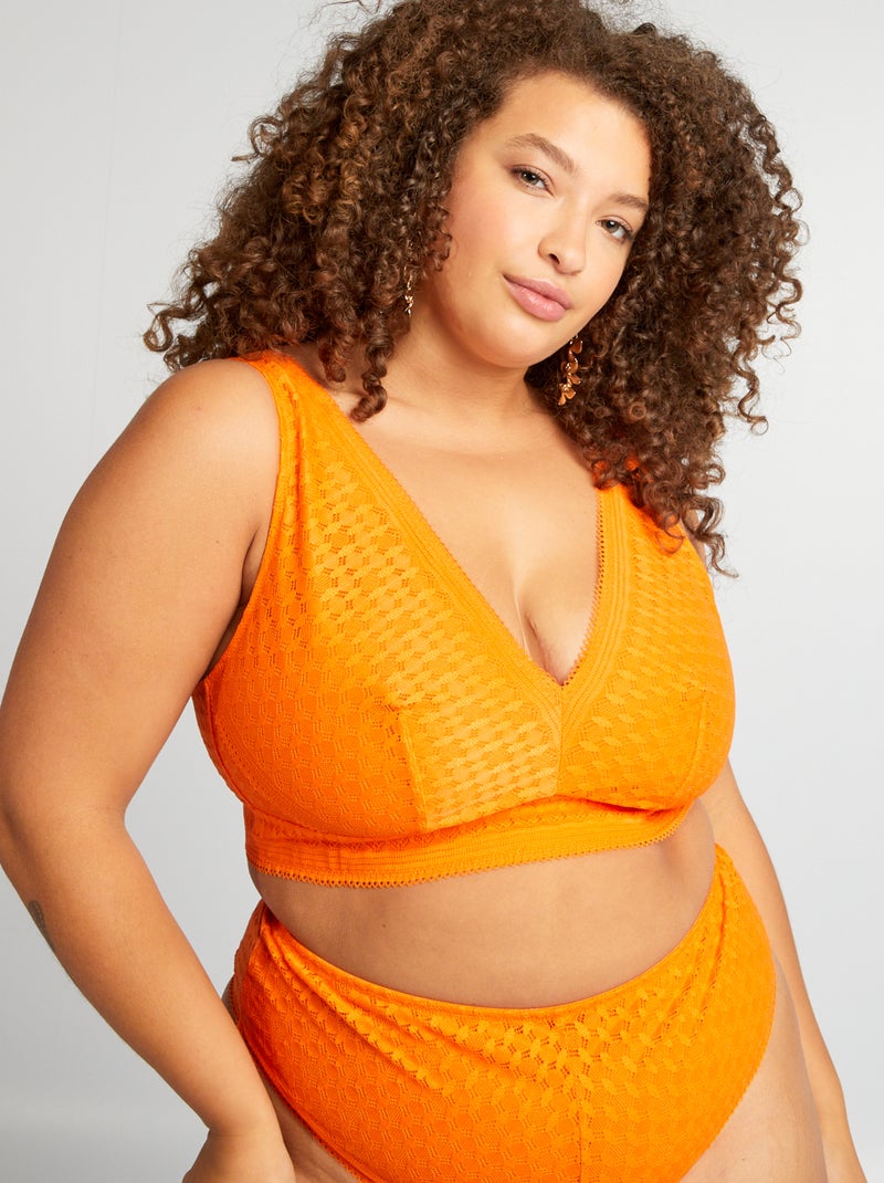 Sujetador de encaje sin aros NARANJA - Kiabi
