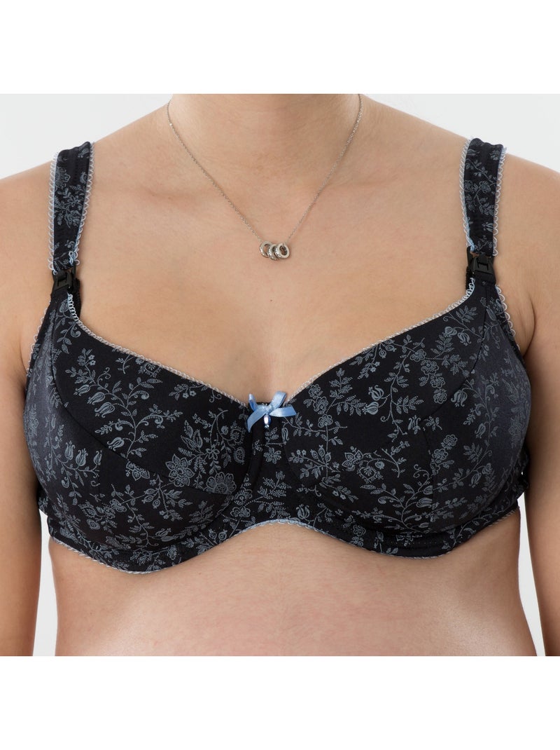 Sujetador de lactancia con aros flexibles DIANA 'Bogema' Negro Azul cielo - Kiabi