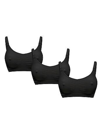 Sujetador de lactancia KEEP COOL - Pack de 3 - Negro - Talla XL - Cómodo y transpirable - Sin aros -