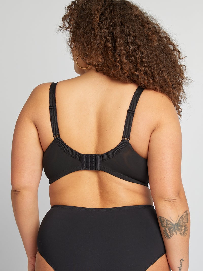 Sujetador de malla y bordados negro - Kiabi