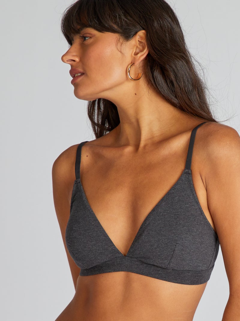 Sujetador de triángulo con copas extraíbles GRIS - Kiabi