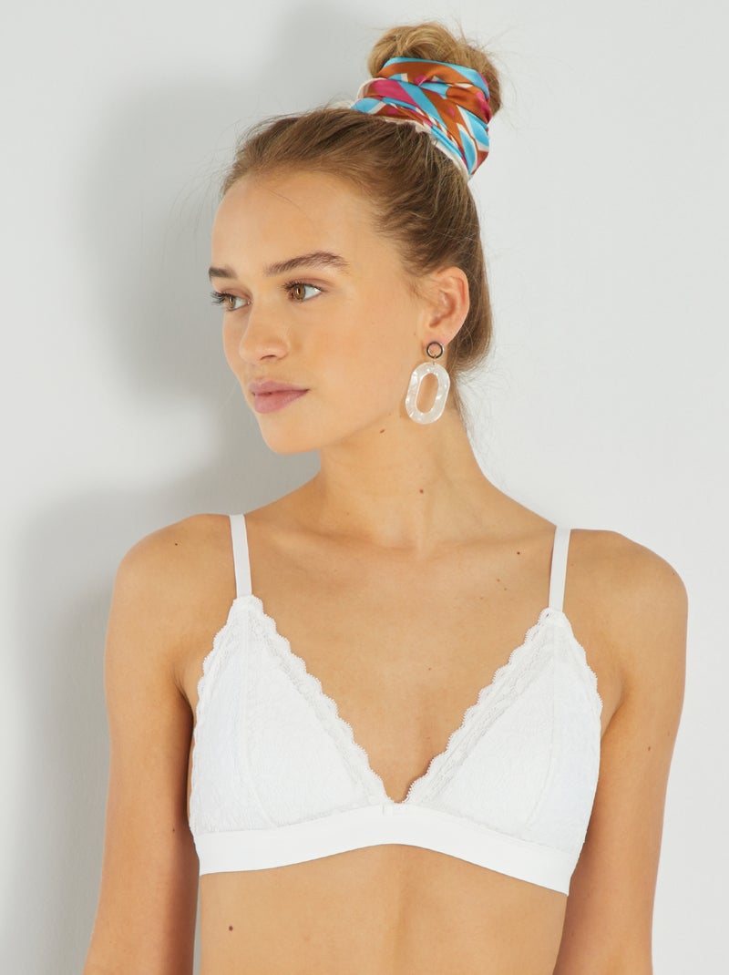 Sujetador de triángulo de encaje blanco - Kiabi