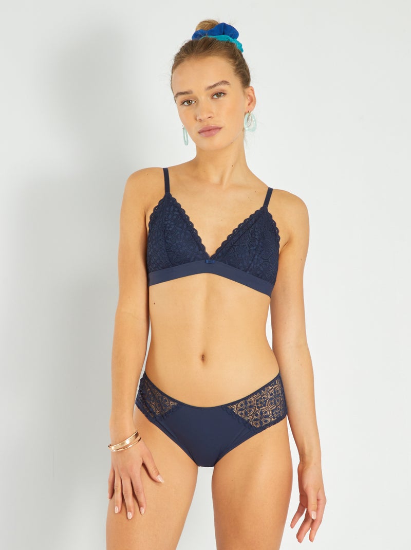 Sujetador de triángulo de encaje negro iris - Kiabi