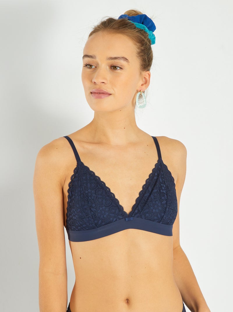 Sujetador de triángulo de encaje negro iris - Kiabi