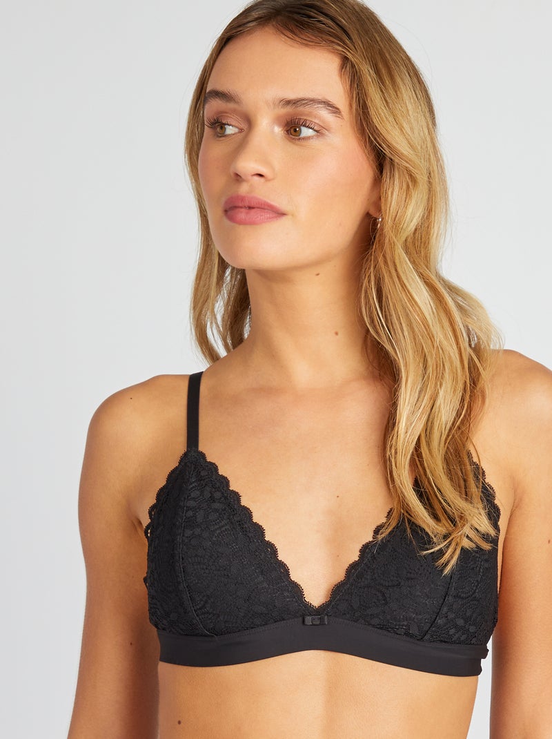 Sujetador de triángulo de encaje negro - Kiabi