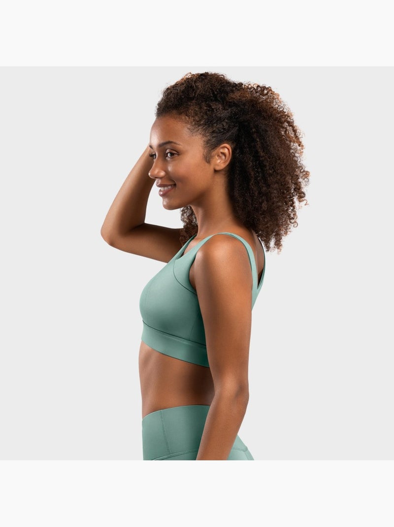 Sujetador deportivo alto impacto fitness mujer cross Gris verde - Kiabi