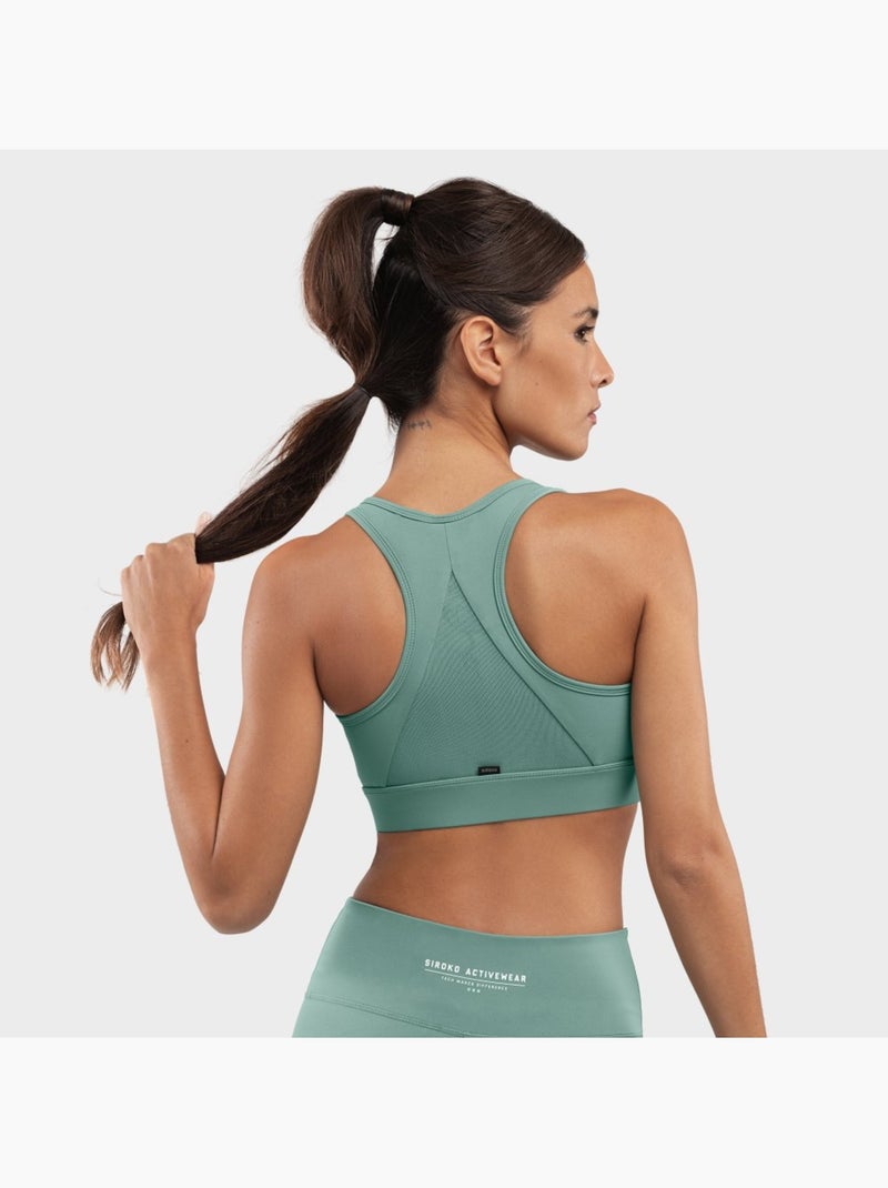 Sujetador deportivo alto impacto fitness mujer squat Gris verde - Kiabi