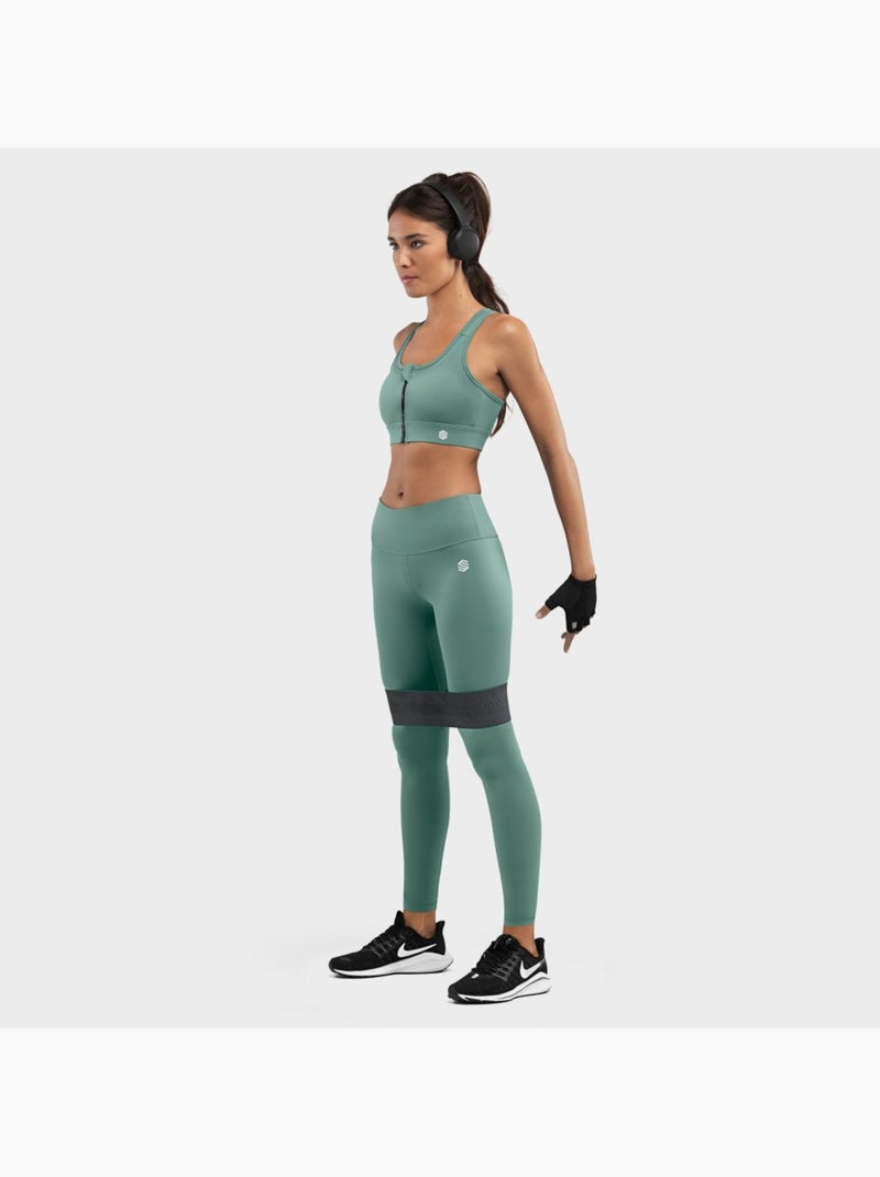 Sujetador deportivo alto impacto fitness mujer squat Gris verde - Kiabi