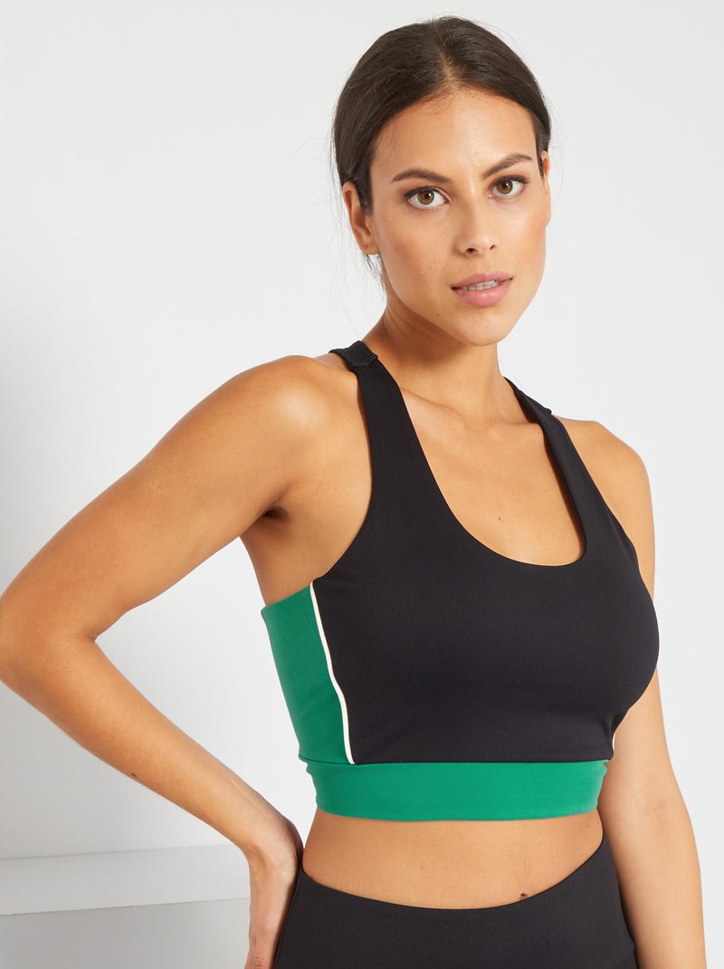 Sujetador deportivo 'colorblock' NEGRO - Kiabi