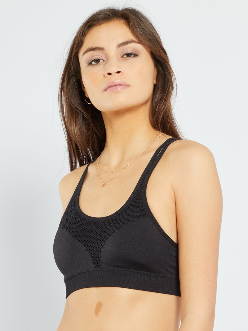 Sujetador deportivo con almohadillas extraíbles Negro - Kiabi