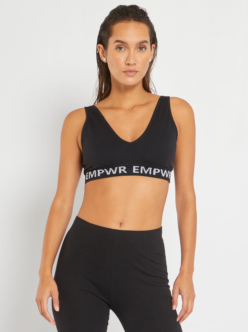 Sujetador deportivo con almohadillas extraíbles Negro - Kiabi