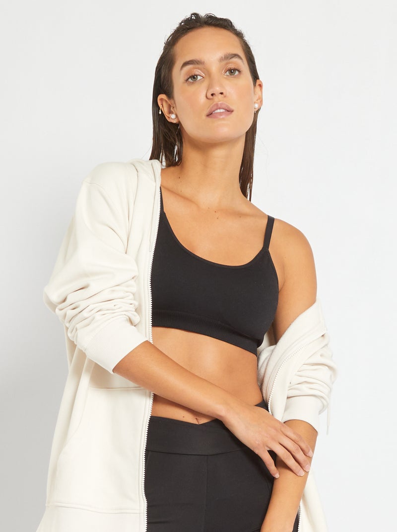 Sujetador deportivo con tirantes finos Negro - Kiabi