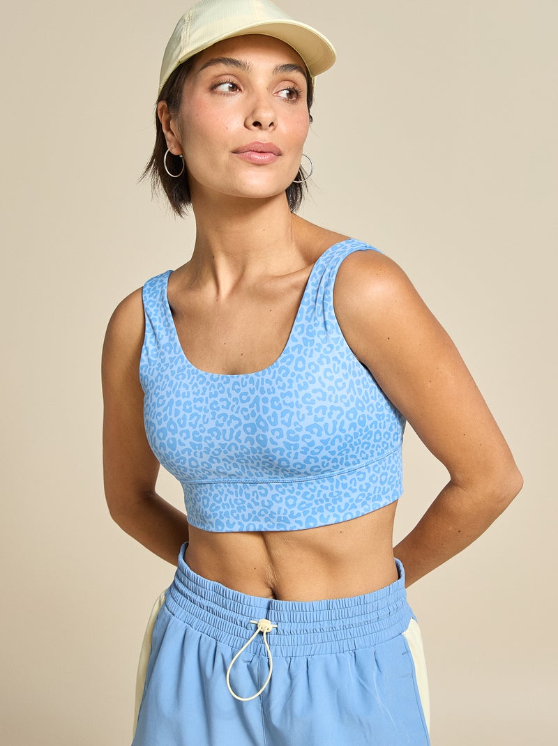 Sujetador deportivo estampado leopardo sujeción ligera - (ekstract) Azul - Kiabi