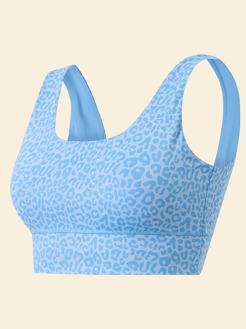 Sujetador deportivo estampado leopardo sujeción ligera - (ekstract) Azul - Kiabi