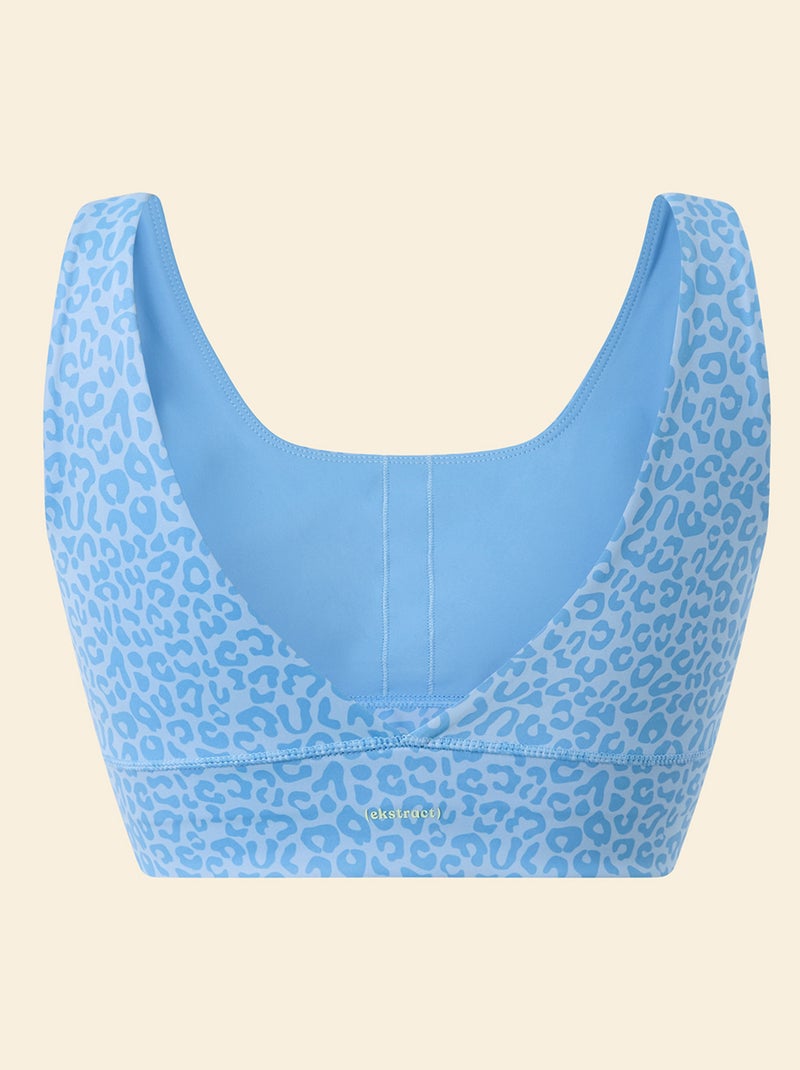 Sujetador deportivo estampado leopardo sujeción ligera - (ekstract) Azul - Kiabi