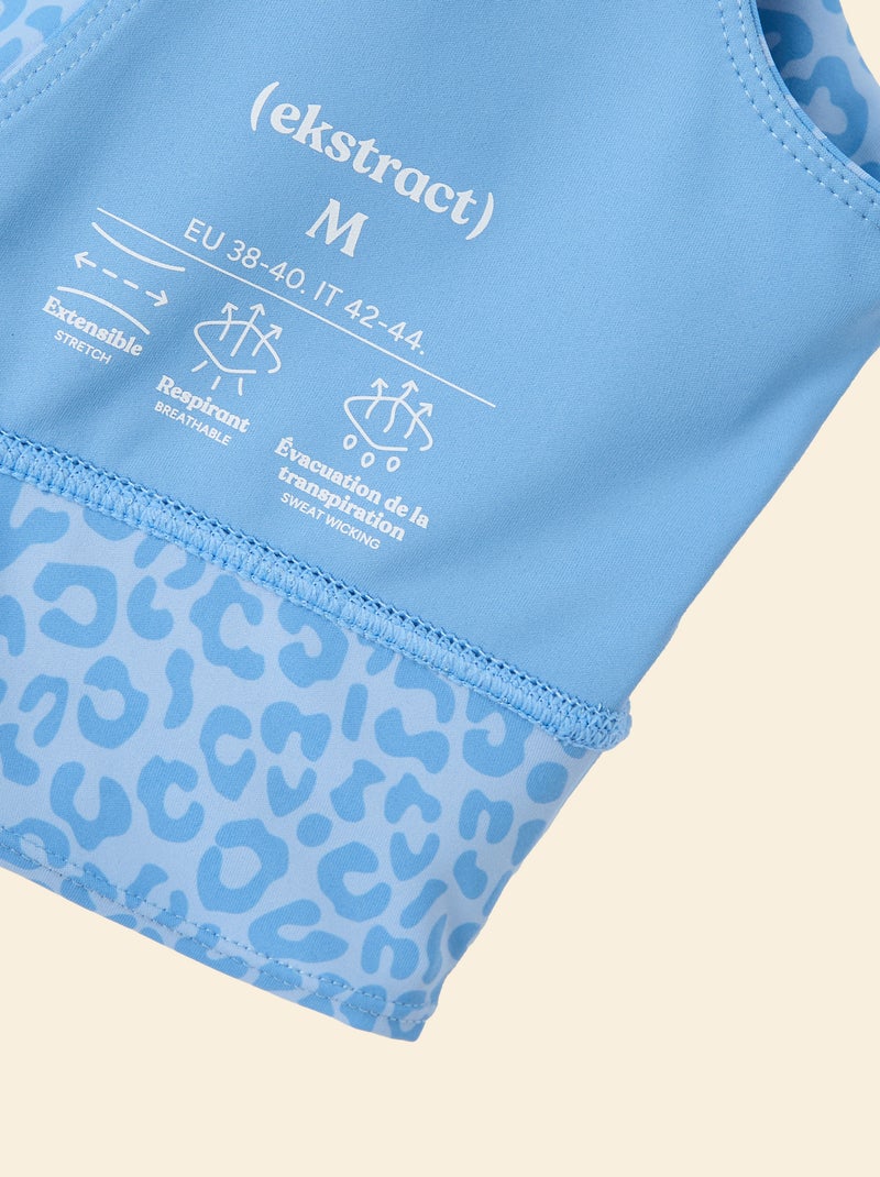 Sujetador deportivo estampado leopardo sujeción ligera - (ekstract) Azul - Kiabi