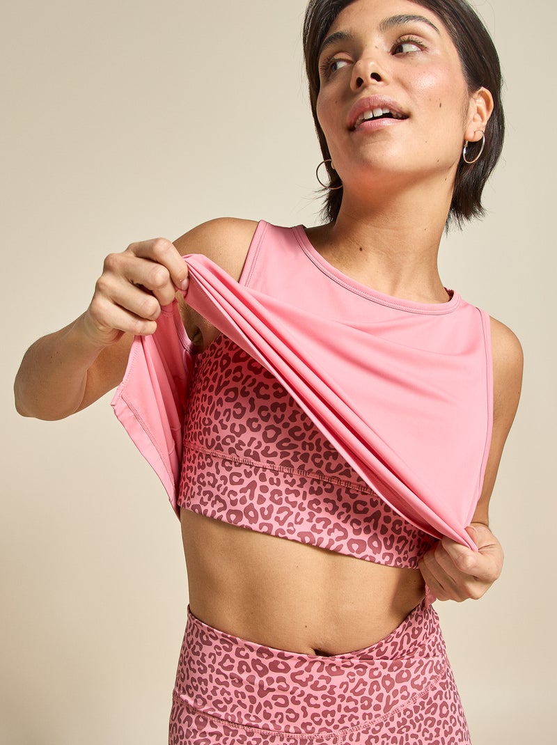 Sujetador deportivo estampado leopardo sujeción ligera - (ekstract) Rosa - Kiabi