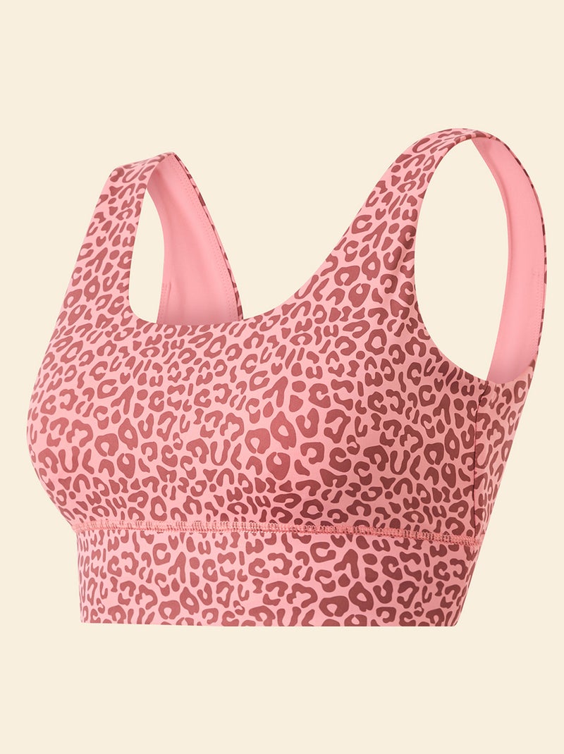 Sujetador deportivo estampado leopardo sujeción ligera - (ekstract) Rosa - Kiabi