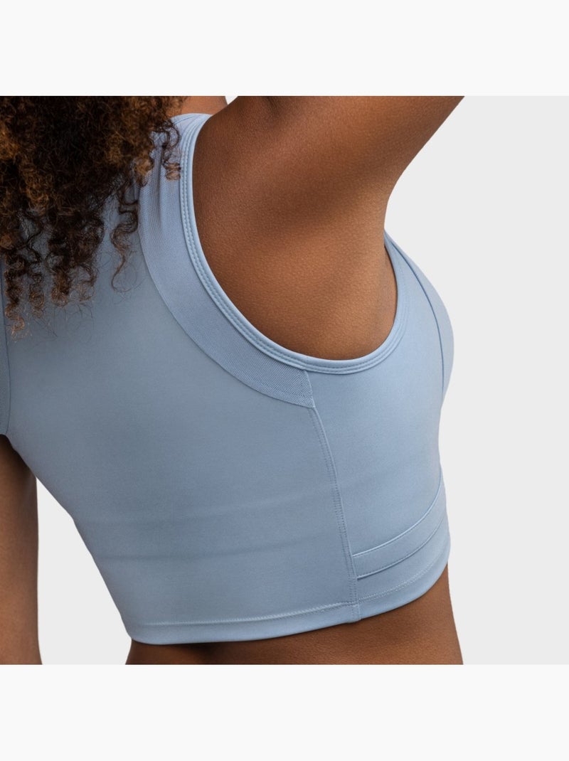 Sujetador deportivo mujer fitness mujer crunch Azul grisáceo - Kiabi