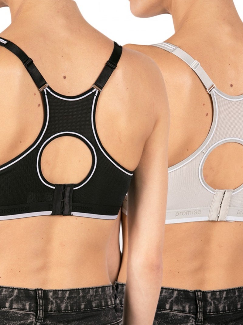 Sujetador deportivo mujer pack de 2 Negro Gris - Kiabi