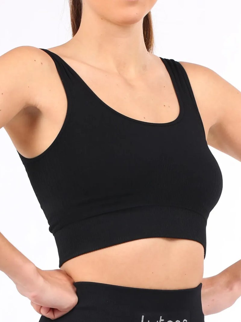 Sujetador deportivo reafirmante Yogafit Negro - Kiabi
