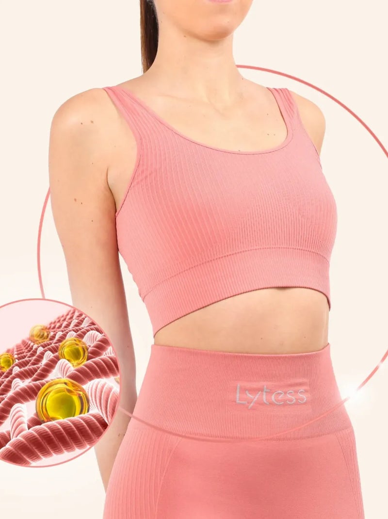 Sujetador deportivo reafirmante Yogafit Rosa salmón - Kiabi