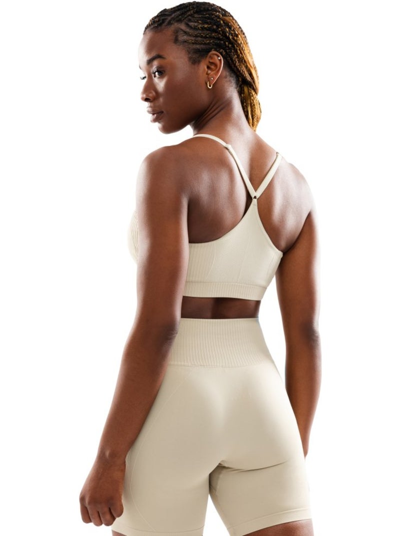 Sujetador deportivo sin costuras mujer fitness mujer spark Beige - Kiabi