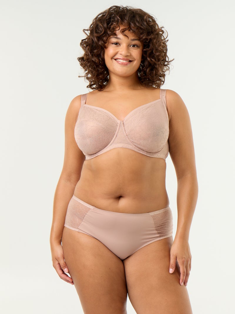 Sujetador envolvente de encaje Beige - Kiabi