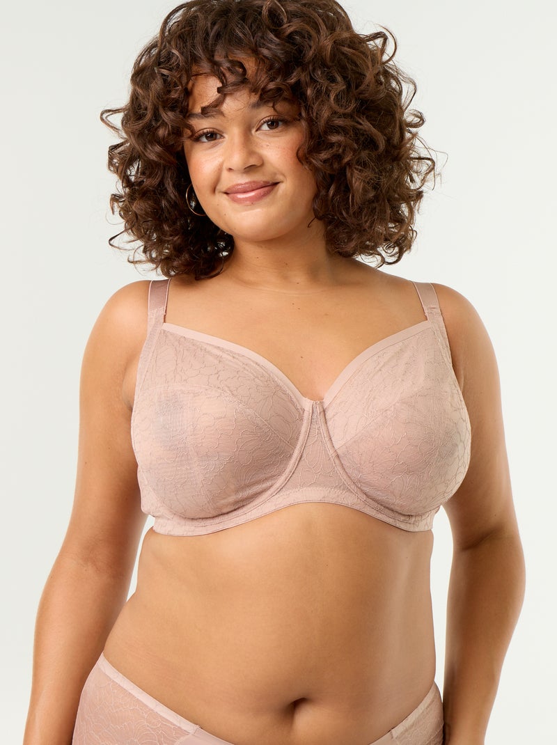 Sujetador envolvente de encaje Beige - Kiabi
