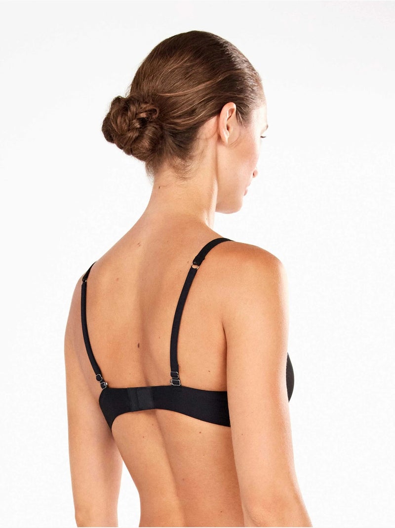 Sujetador push-up +2 con aro, foam y opción espalda cruzada Negro - Kiabi
